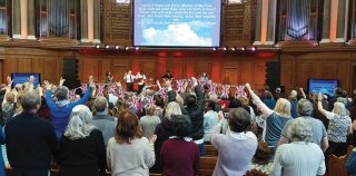 Christians again filled London’s Emmanuel Centre to pray for the nation National Prayer Call, Emmanuel Centre, Westminster, 23 March 2018