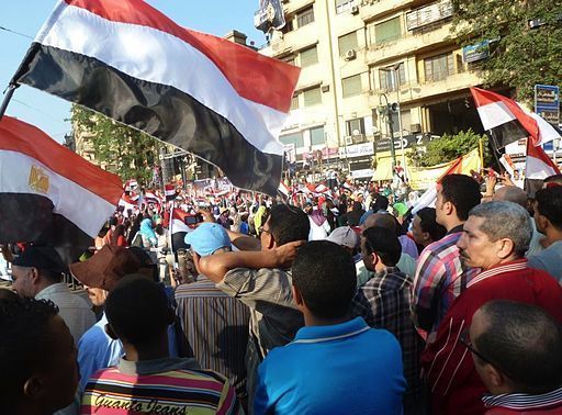 Tahrir Square Thousands poured into Tahrir Square to celebrate what they are calling Egypt's "Second Revolution", the military's ousting of president Mohamed Morsi, July 7, 2013 (image S Behn, Voice of America, Wiki Commons)