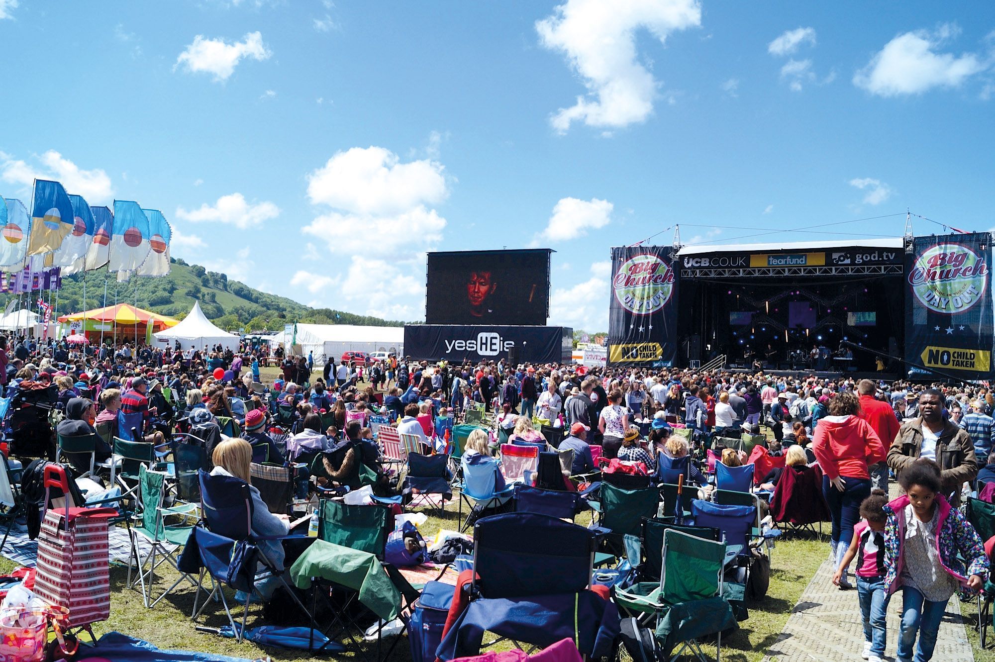 A sea of visitors camped in front of the main stage