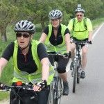 Lisa Hector, centre, with her Link to Hope cycling team