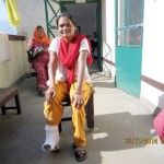 A lady recovering from foot surgery