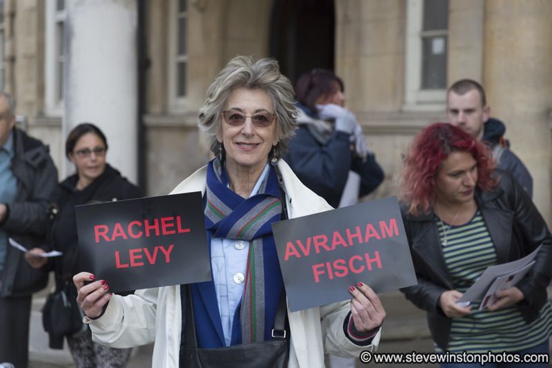 Maureen Lipman holds up the names of terrorism victims