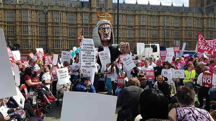 The famous giant judge effigy gained global attention at Christian Concern’s rally against Assisted Dying in September