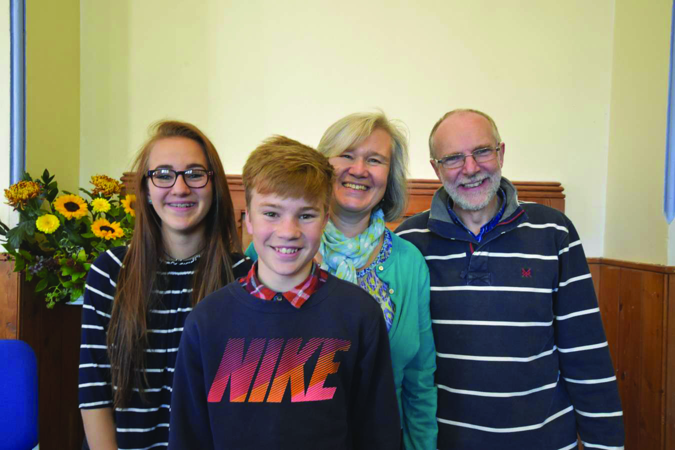 Patrick celebrates his healing with sister Natalie and parents Adrian and Trish Cox