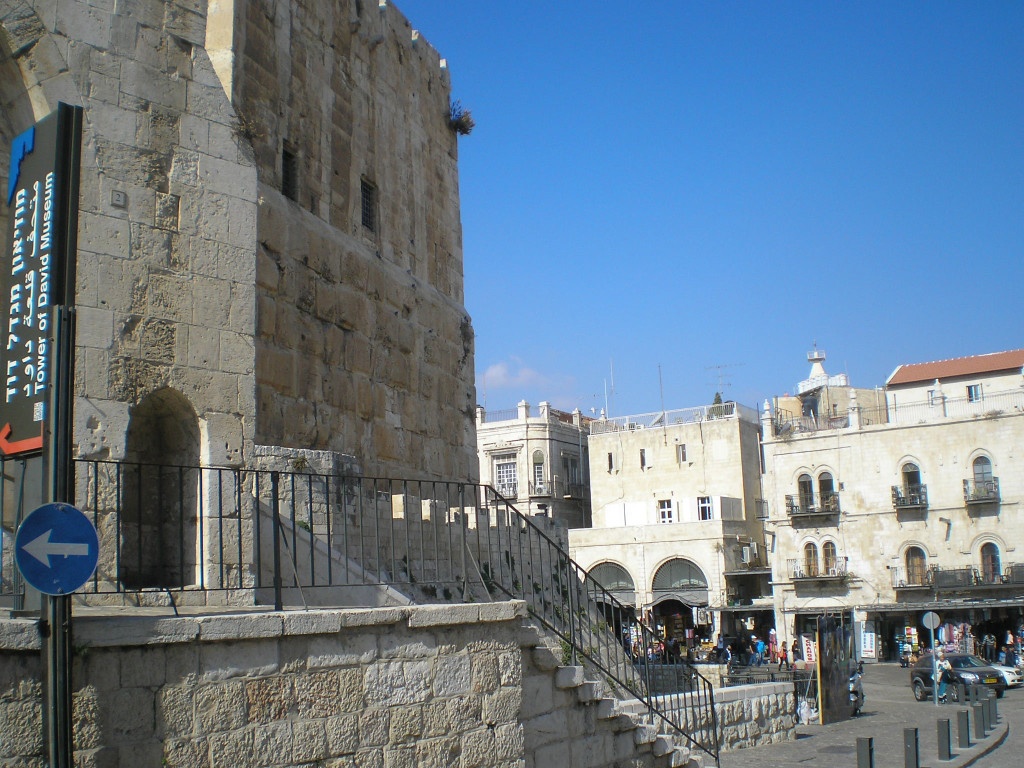 Jerusalem’s Old City showing David’s Tower on the left, looking towards Jaffa Gate (just out of sight). The photo was taken from the direction of Christ Church, the Anglican Church which works towards Jewish and Arab reconciliation through Jesus