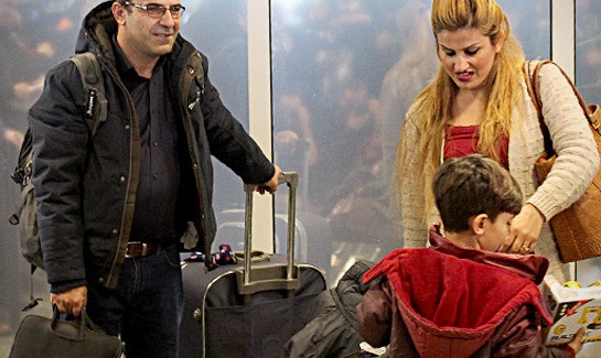 Refugees arriving in Prague