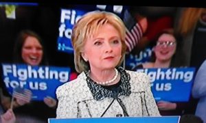 Hillary Clinton thanking supporters