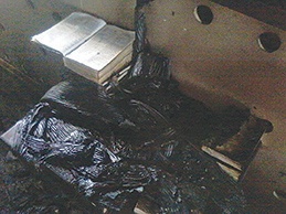 The open Bible as it was found among the wreckage