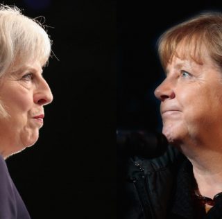 Theresa May and Angela Merkel Brexit bombshell