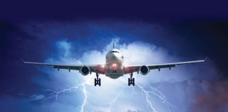 Aeroplane flying through a storm