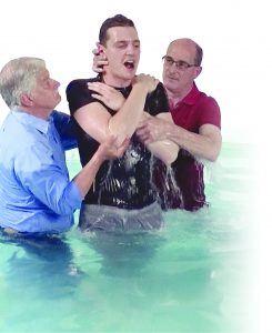 Daniel being baptised