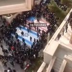 Students refuse to trample Israeli and American flags