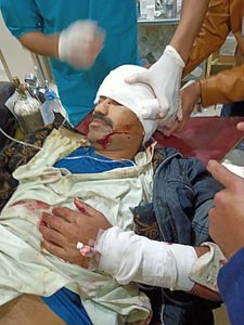 One of the wounded men being treated in hospital