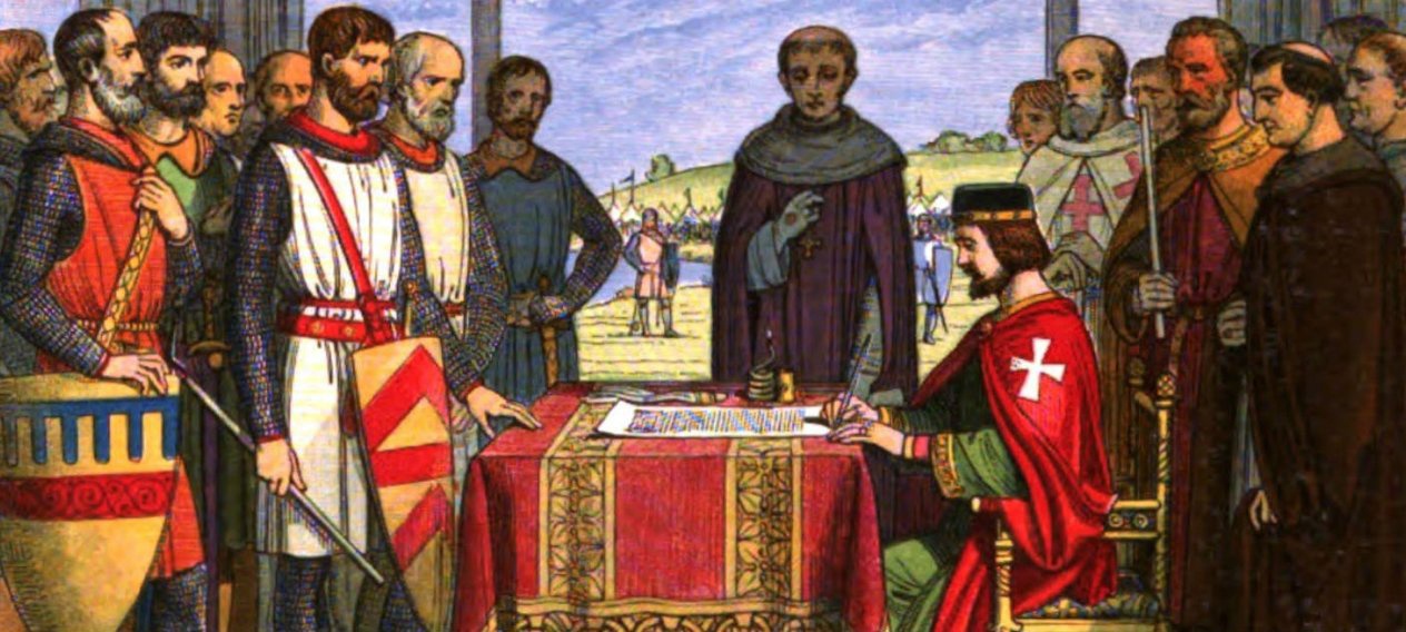 King John signs Magna Carta 1215