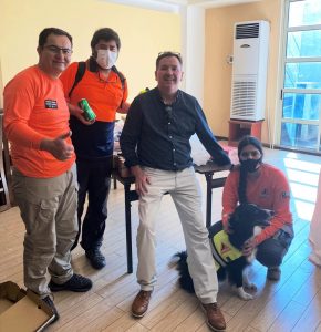 A rescue team from Chile with Chaplain Christy