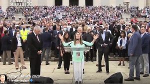 Michelle Bachmann led prayer alongside Franklin Graham