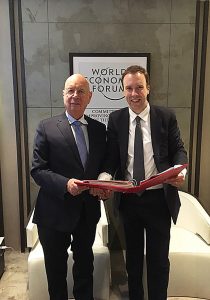 Matt Hancock with Professor Klaus Schwarb, the World Economic Forum’s German founder