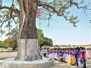 A tribal worship ritual at a village in Jharkhand