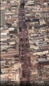 An aerial view of the ‘Freedom March’