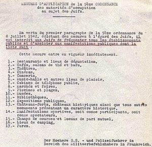 Evil precedent: Police directive for the restriction of Jewish people in France in 1942  