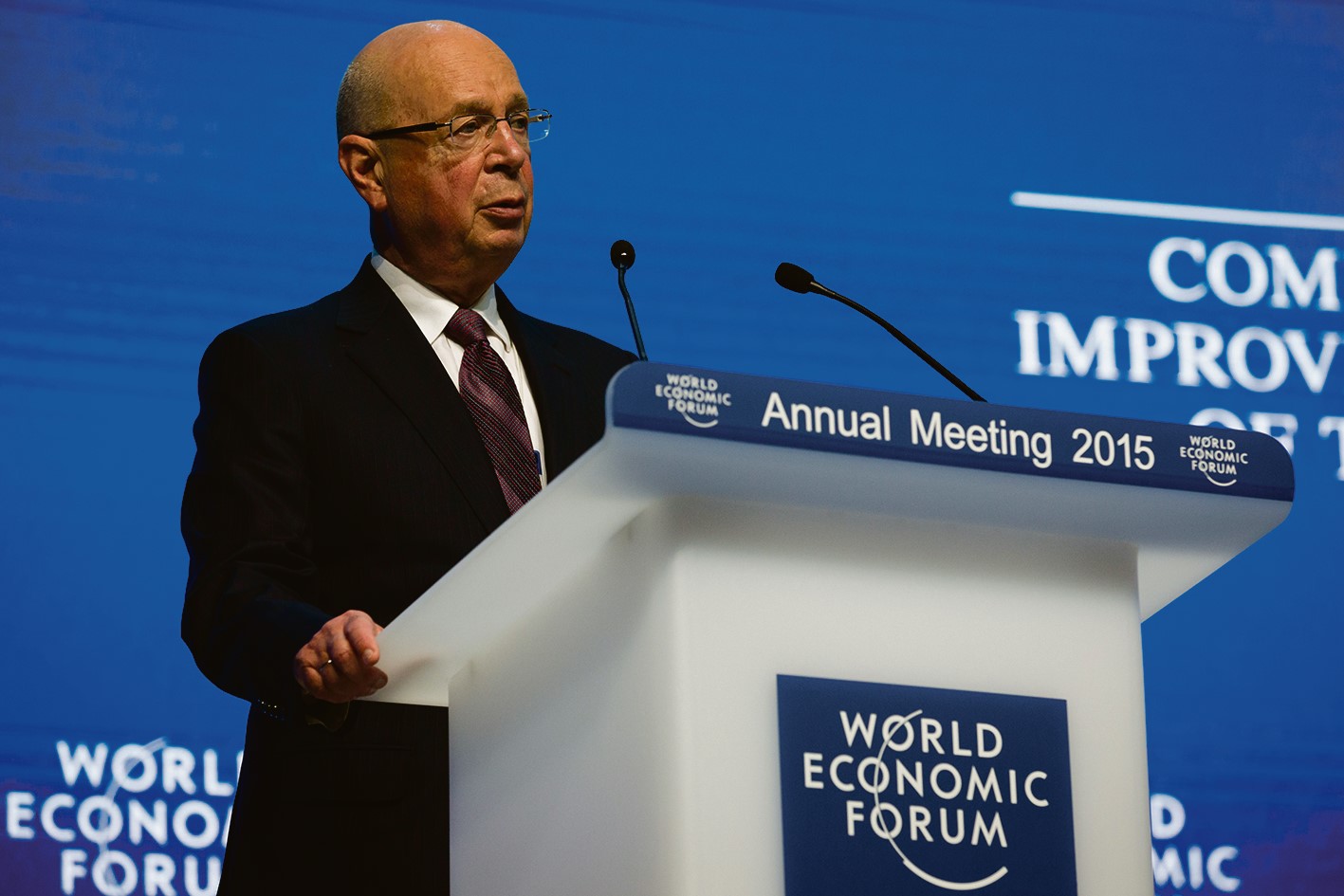 Klaus Schwab speaking at the World Economic Forum