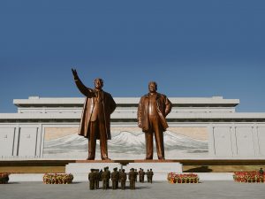 The two statues of Kim Jong Un's predecessors, the 'Dear Leaders', in Pyongyang