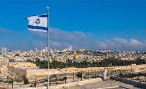 Jerusalem with Israeli flag