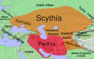 Historical map of Scythia and Parthia