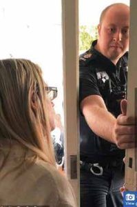 Caroline Farrow shared photos of themoment Surrey police arrived at her home to arrest her