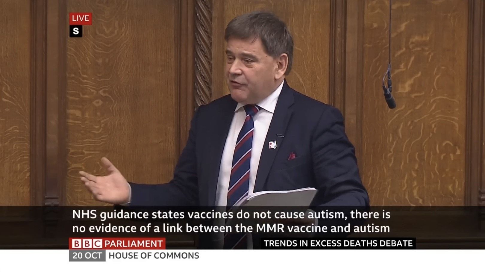 Andrew Bridgen addressing the Commons on 20 October 2023