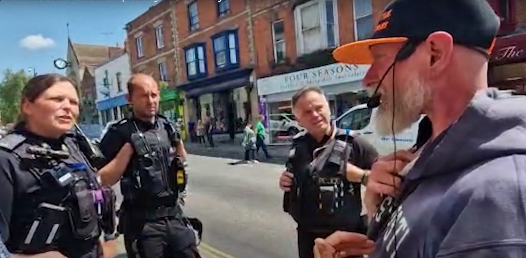 Video footage of police officers talking to the street preachers before their arrest
