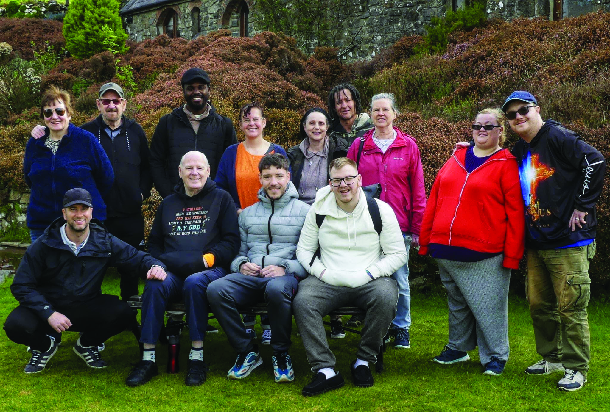 Sara with church members