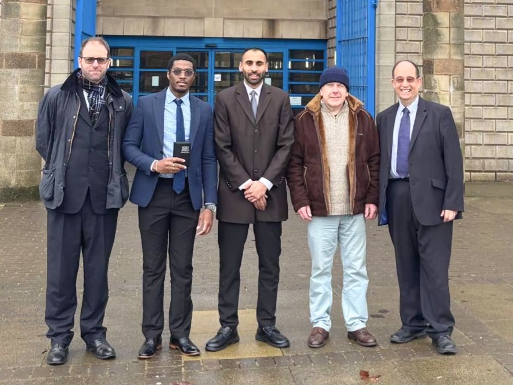 Exonerated preacher outside court