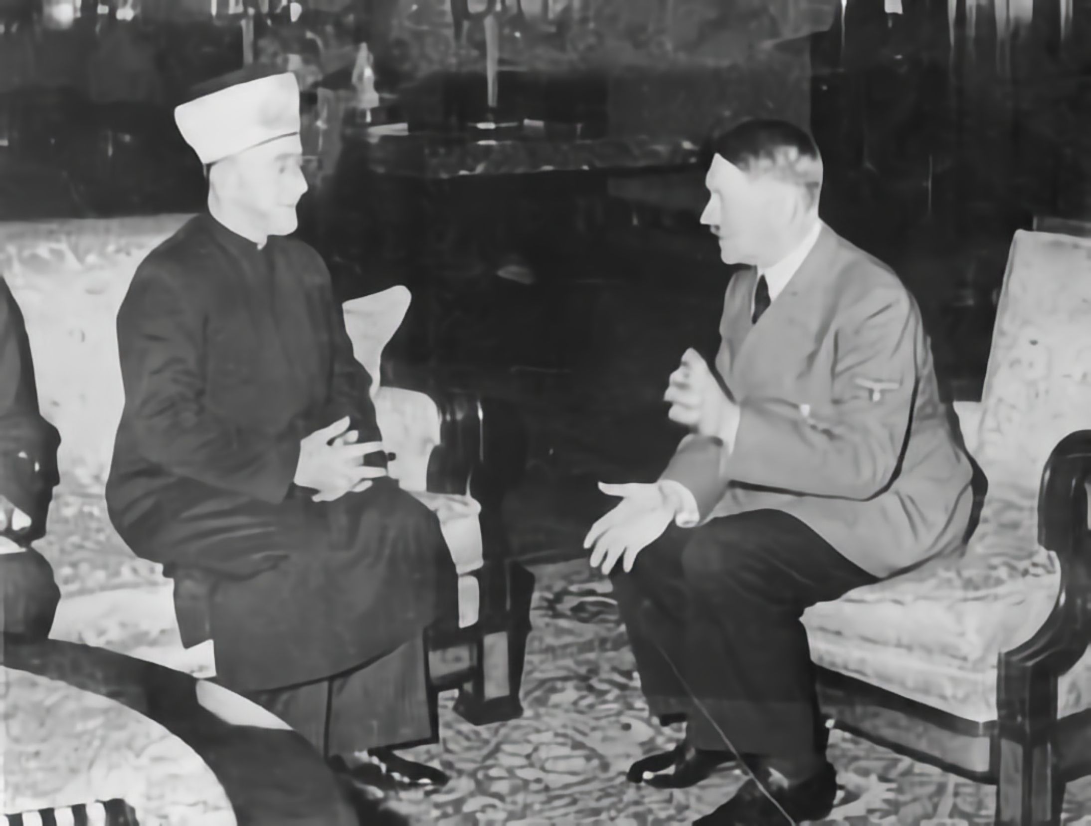Haj Amin al Husseini, mufti of Jerusalem, meeting Hitler during WW2