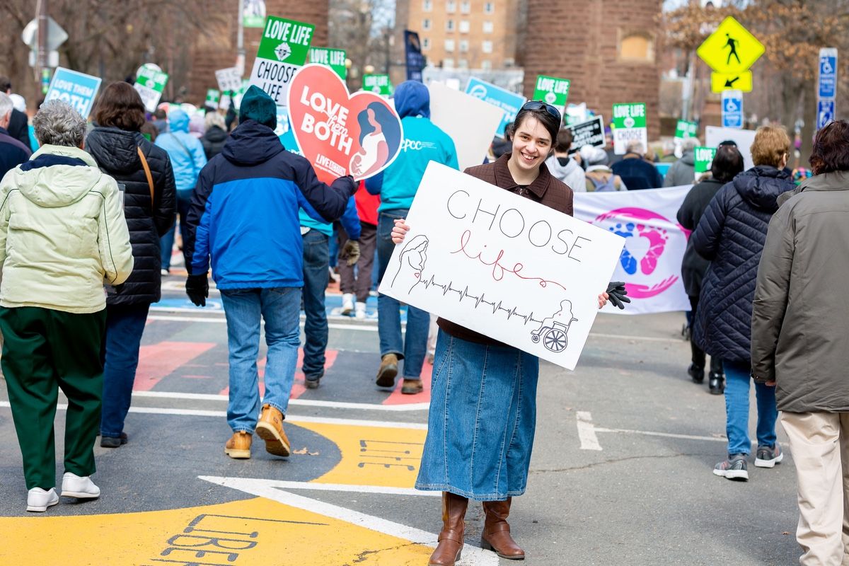 Choose life banner at a rally